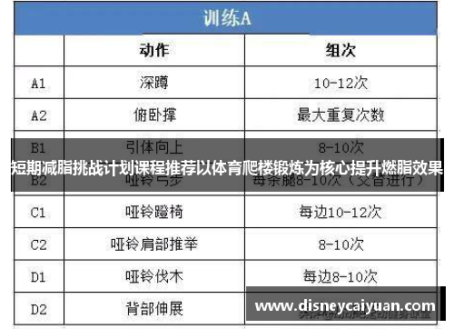 短期减脂挑战计划课程推荐以体育爬楼锻炼为核心提升燃脂效果